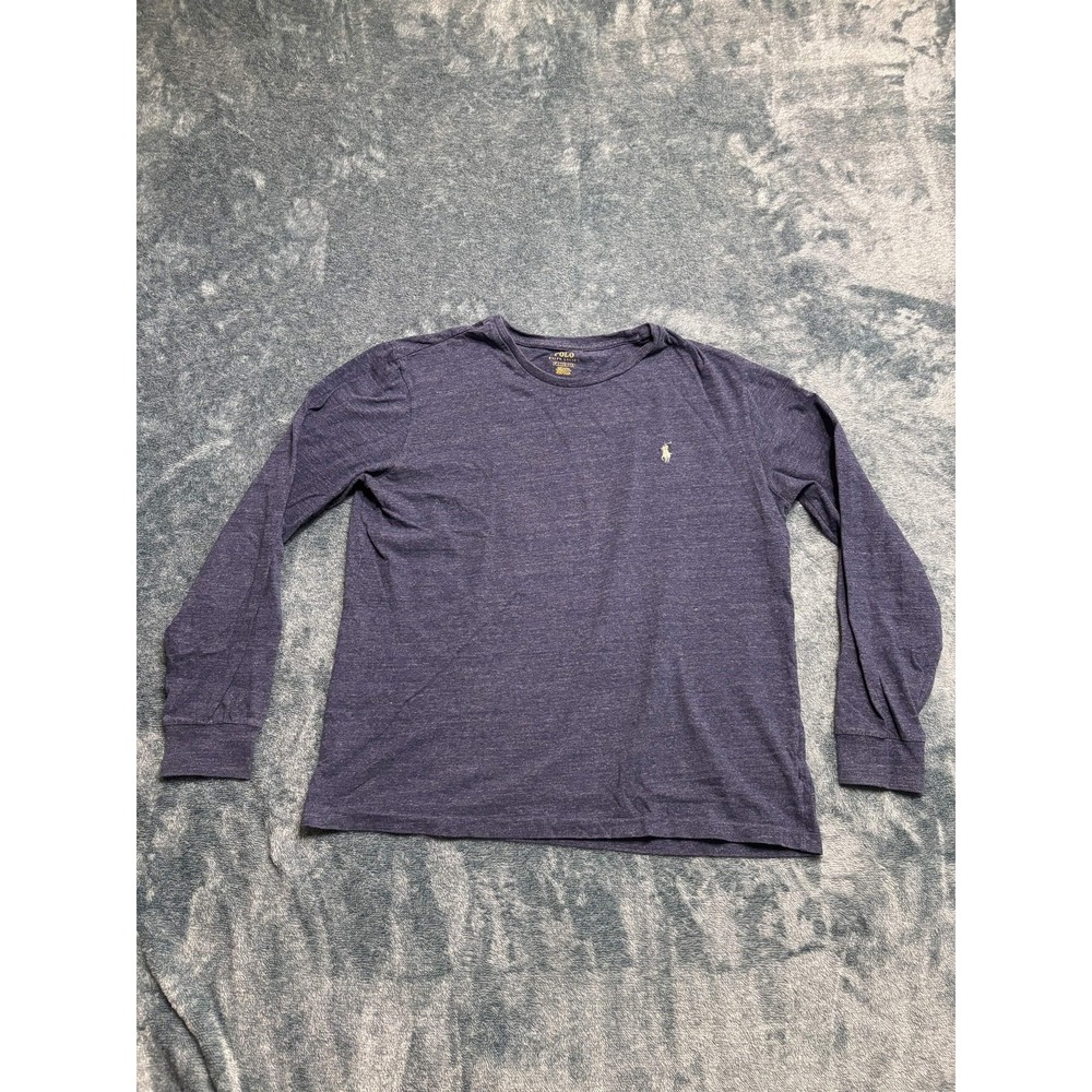 Polo Ralph Lauren Mens Medium Heather Navy Blue Long Sleeve Crewneck T-Shirt